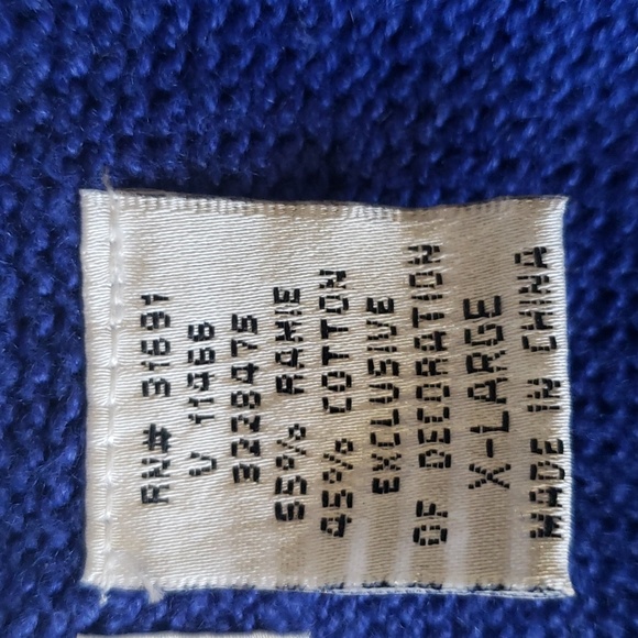 OHI Christmas Blue Sweater Beaded Snowman Snowflakes Detachable Fur Collar Sz XL - Picture 7 of 17